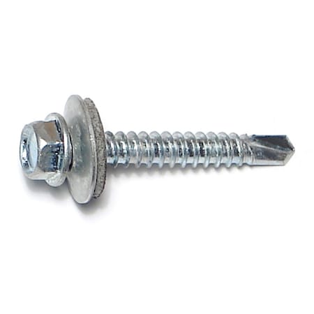 Midwest Fastener Self-Drilling Screw, #12 x 1-1/2 in, Zinc Plated Steel Flange Hex Head External Hex Drive, 250 PK 07987